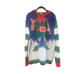 Party Sweater Hooded Elf Ugly Christmas Sweater